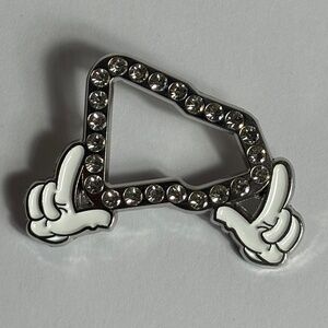 Mickey Glove Hands New Era Frame Pin Fitted Hats Pins Rhinestone Studded Silver